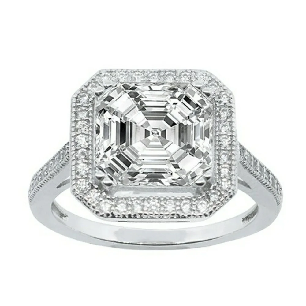 Genuine 925 Sterling Silver Halo Ring